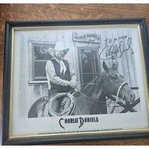 Charlie Daniels Framed Signed 8x10 B&W  Country Music Ledgend